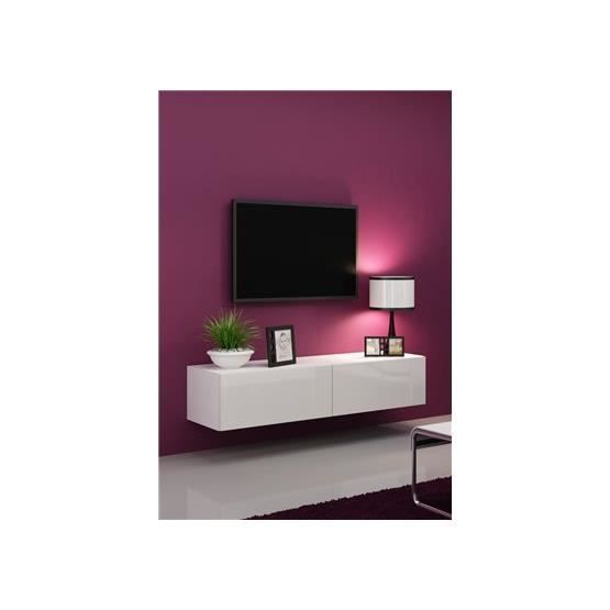 meuble tv design suspendu vito 140cm blanc Achat / Vente meuble tv