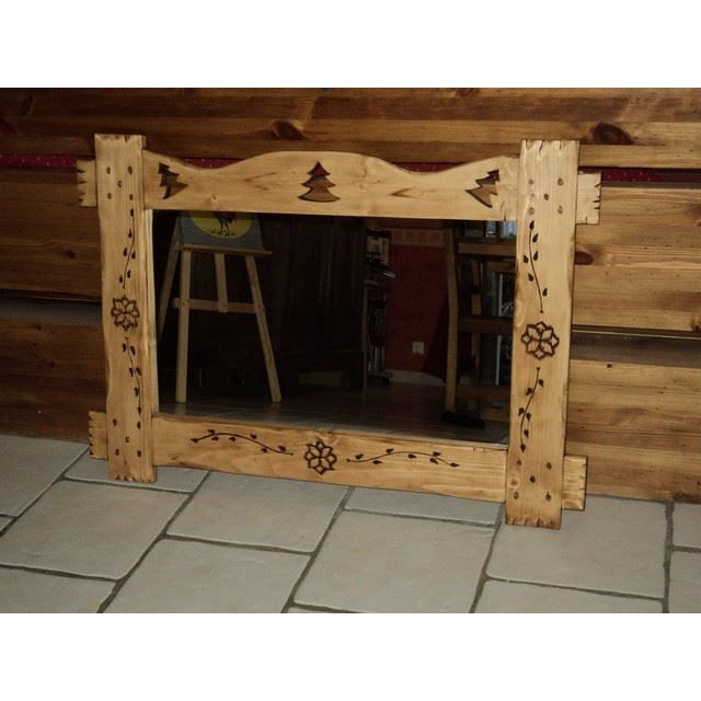 Miroir bois deco scandinave ambiance chalet achat / vente miroir ... Décor Chalet Literie