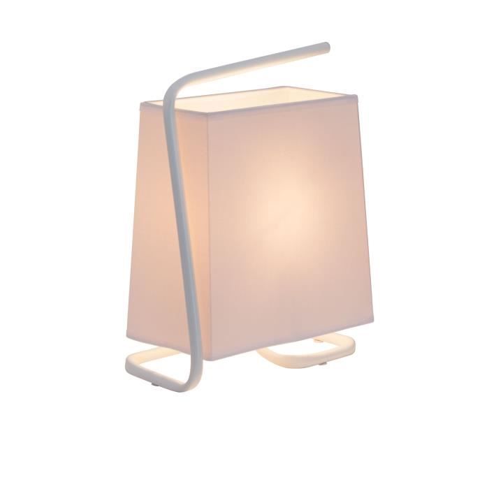 Lampe à poser en métal et tissu blanc achat vente alicio lampe
