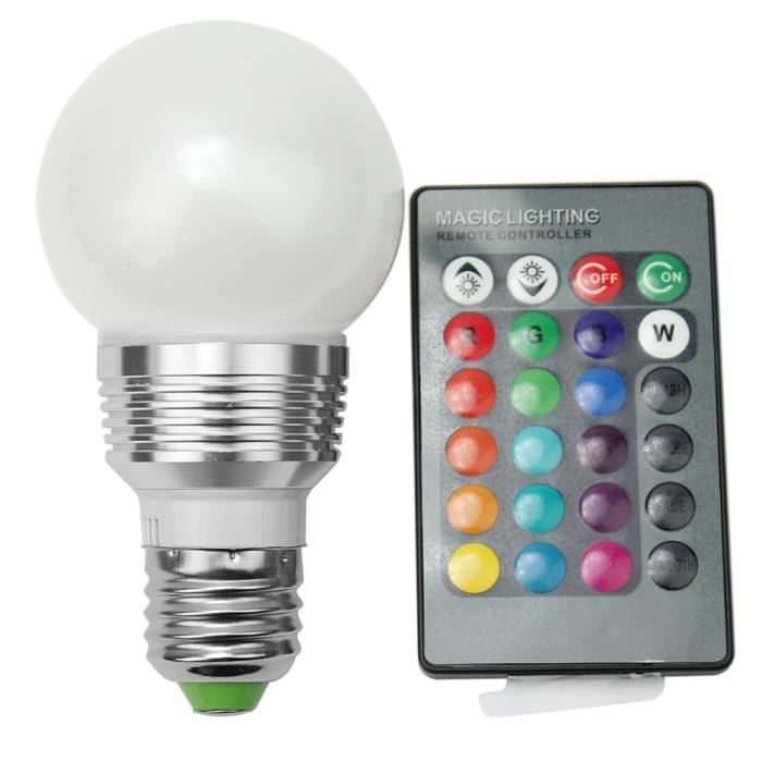 E27 Lampe Ampoule LED RGB AC 230V 16 Couleurs Lumière Eclairage