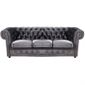  Canapé CHESTERFIELD 3 Places En Velours (Gris)