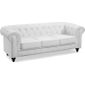 CANAPE Canapé Chesterfield 3places Croute de Cuir Blanc