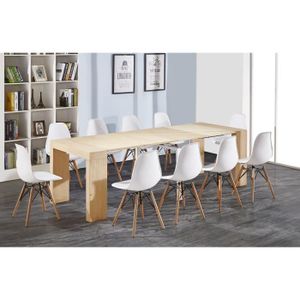 ZACK Table console extensible de 8 ? 10 personnes style contemporain plaquée ch?ne - L 45-250 x l 90 cm