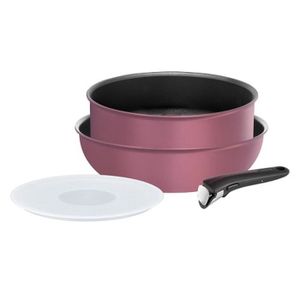 TEFAL INGENIO PERFORMANCE Batterie de cuisine 4 pi?ces 24-26cm Tous feux dont induction rose gourmand