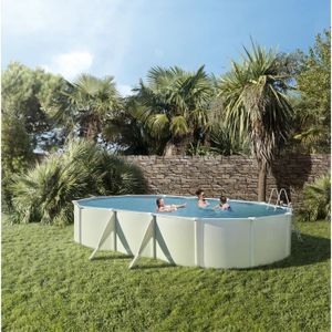 TRIGANO Piscine ovale 6,40x3,90x1,20m - Blanc