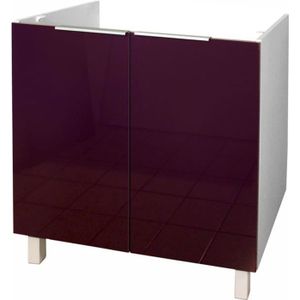 ÉLÉMENTS HAUT ET BAS Caisson Evier bas 80 cm Aubergine Haute brillance ÉLÉMENTS HAUT ET BAS Caisson Evier bas 80 cm Aubergine Haute brillance