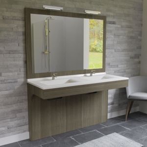 ALTEA Ensemble meuble de salle de bain 80 cm - LED incluse - Compatible PMR - Décor coimbra souris
