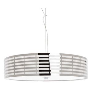 Lustre - suspension New Linea - lignes ajourees chrome et diffuseur pvc ?55 cm hauteur 120 cm reglable