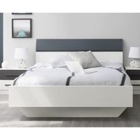 AXEL Lit adulte 160x200cm Blanc/Gris AXEL Lit adulte 160x200cm Blanc/Gris