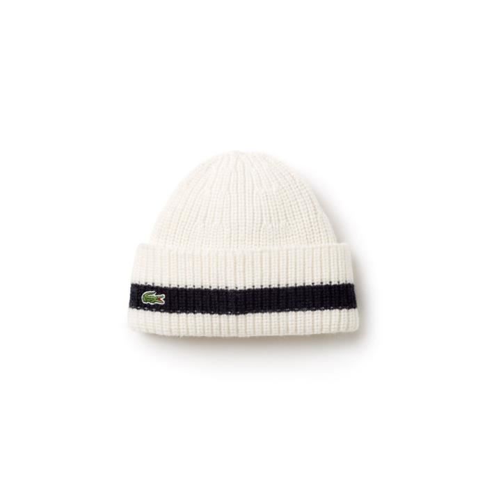 Bonnet Lacoste beige. 100% laine