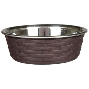 TRIXIE Ecuelle en acier inox et polyrotin - 0,4 l - ? 14 cm - Brun foncé - Pour chien