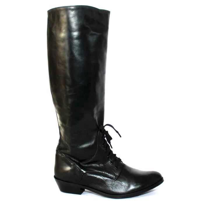 BOTTES CAVALIERES CUIR NOIR CHAUSSURES FEMME T 42