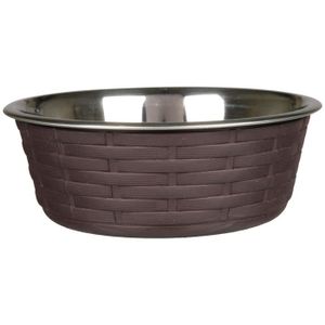TRIXIE Ecuelle en acier inox et polyrotin - 0,8 l - ? 16 cm - Brun foncé - Pour chien