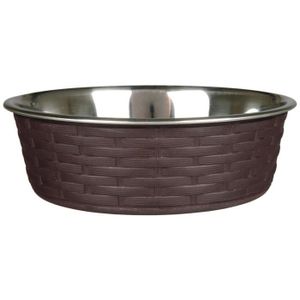 TRIXIE Ecuelle en acier inox et polyrotin - 1,7 l - ? 21 cm - Brun foncé - Pour chien