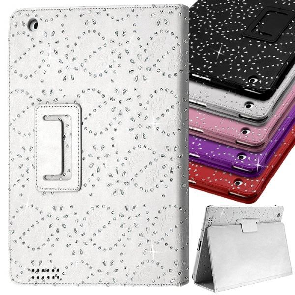 Housse coque etui pour Apple iPad 2 Style Diamant Couleur Blanc Cet