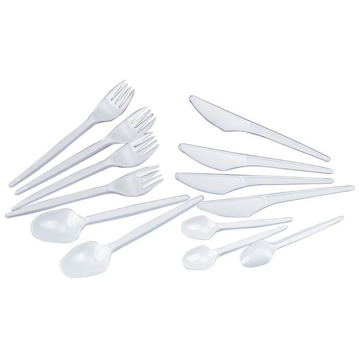 Couvert plastique blanc 100 unites longueur 17cm,, , Cuillere