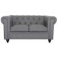  Canapé Chesterfield 2places Croute de Cuir Gris