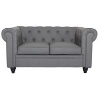 CANAPE - SOFA - BANQUETTE Canapé Chesterfield 2places Croute de Cuir Gris