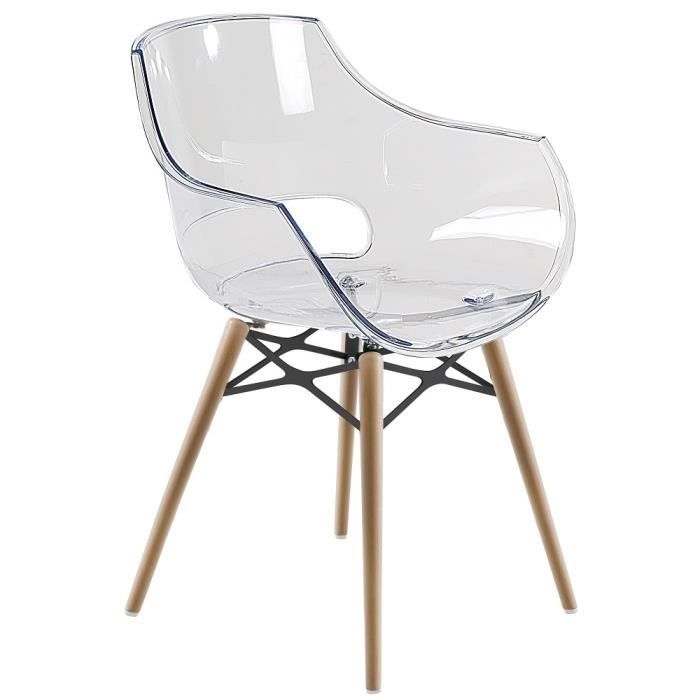 chaise transparente opal wox pieds bois naturel