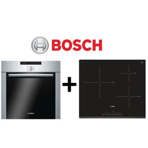PACK cuisson BOSCH: HBA64B252F-Four pyrolyse 60L Inox+PIJ631FB1E-Table de cuisson ? Induction 3 zones- Affichage digital