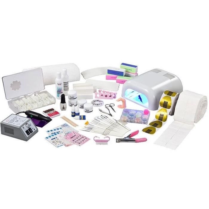 KIT XXL GEL LAMPE UV 36W FAUX ONGLES ELECTRIQUE LIME (+Ponceuse