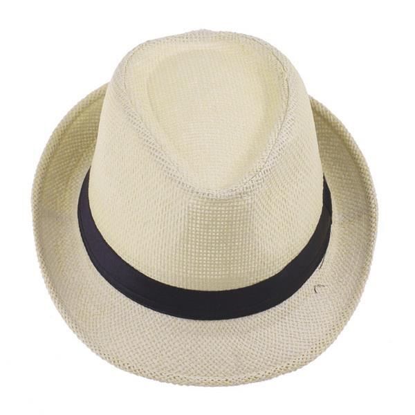 Vogue été Chapeau de Paille Panama Fedora Hat Homme Femme Petit Bord