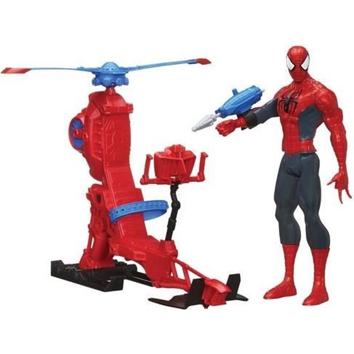Hasbro Figurine Spiderman 30 cm avec hélicoptère lance toiles d'araignée 