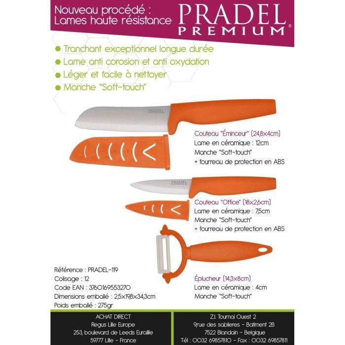 PRADEL Coffret 3 pièces Achat / Vente COUTEAU DE CUISINE PRADEL