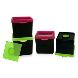 YOKO DESIGN Set de 4 boîtes TopBox noir, vert et fuchsia