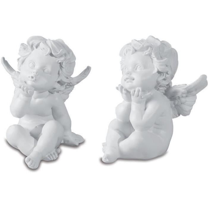 Lot De 2 Figurine Statuette Ange Assis En Résine Achat Vente Statue Statuette Résine