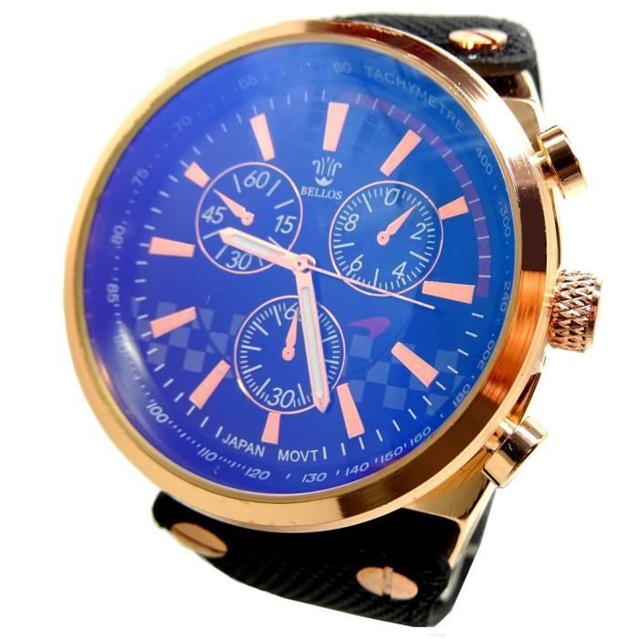 montre xxl grand modele bracelet silicone noir