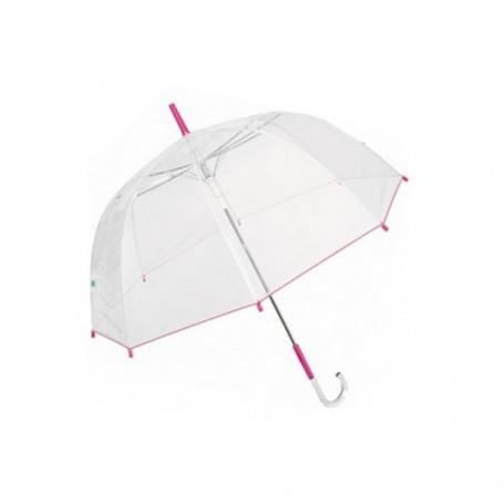 Parapluie droit cloche transparent - Imprimé feuilles tropicales vertes