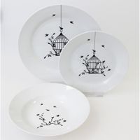 Service Porcelaine 18 pièces BIRD NOIR Service Porcelaine 18 pièces BIRD NOIR