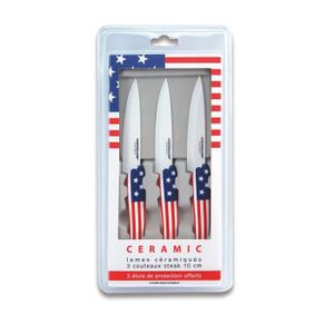 LE COUTEAU DU CHEF Set de 3 couteaux ? steack 10cm manche soft touch - Décors USA
