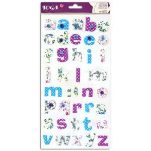 TOGA Planche d'autocollants alphabet - Tissu - Mauve bleu