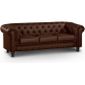 CANAPE - SOFA - BANQUETTE Canapé Chesterfield 3places Croute de Cuir Marron