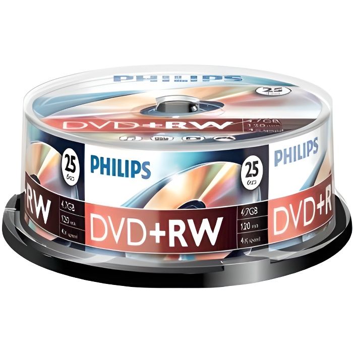 Philips - dvd+rw 4.7 gb data - 120 min. - 4x - spi - Prix pas cher ...