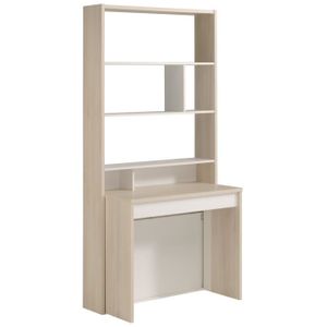 TRAG Console extensible scandinave décor acacia clair et blanc - L 49 ? 207 cm