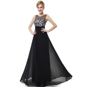 ROBE Robe Noir Longue De Soirée Femme Dentelle Fleurie