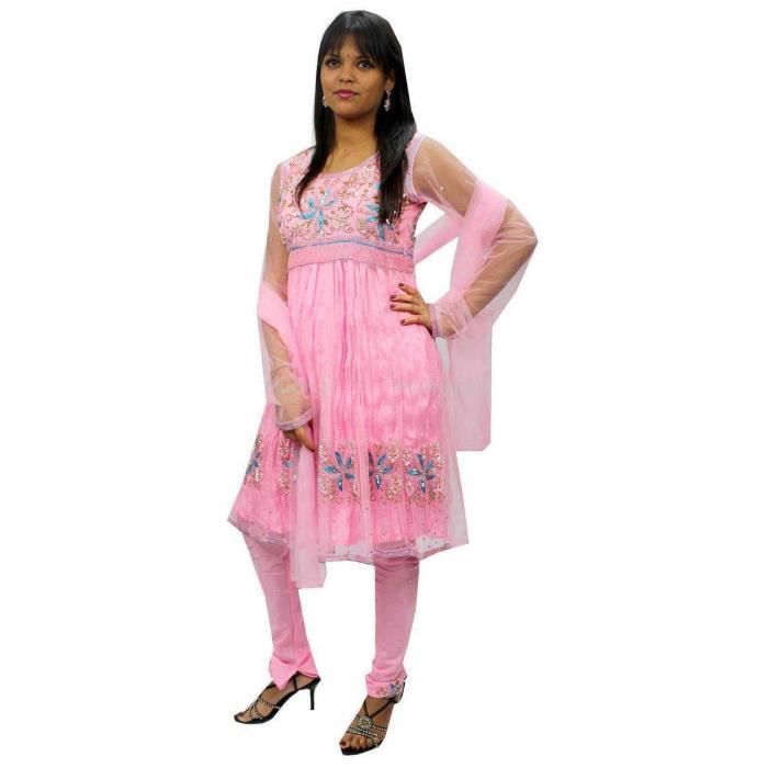 Robe Indienne Femme T38 Rose Sari Indien Bollywood Rose Achat