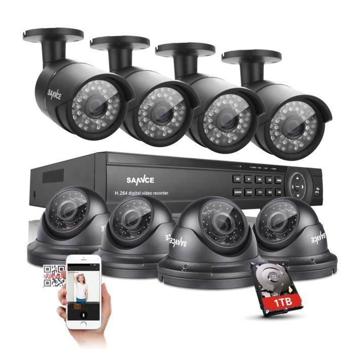 SANNCE Kit caméra de surveillance extérieur 16CH 1080P AHD DVR