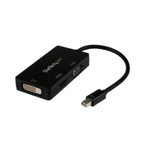 STARTECH Adaptateur de voyage Mini DisplayPort vers VGA/DVI/HDMI - Convertisseur vidéo Mini DP 3-en-1 - 1920x1200/1080p - Noir