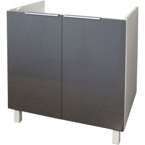 ÉLÉMENTS HAUT ET BAS Caisson Evier bas 80 cm Gris Haute brillance ÉLÉMENTS HAUT ET BAS Caisson Evier bas 80 cm Gris Haute brillance