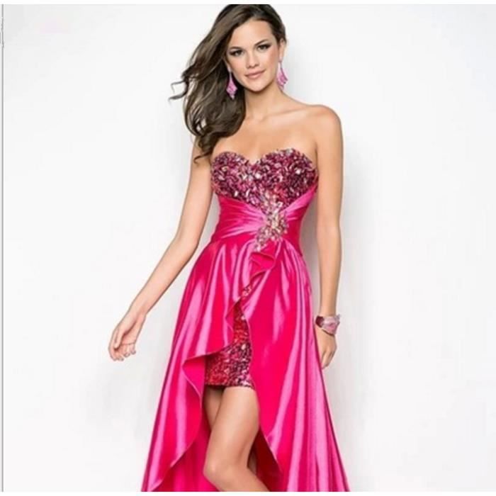ROBE DE CÉRÉMONIE Brillant robe de soirée bustier Rose rouge