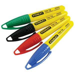 STANLEY 4 mini marqueurs pointe fine - 4 couleurs