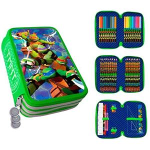 TROUSSE À STYLO TORTUES NINJA , Trousse scolaire triple avec acces