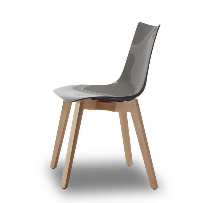 Chaise grise taupe design avec pieds bois natur? Achat / Vente
