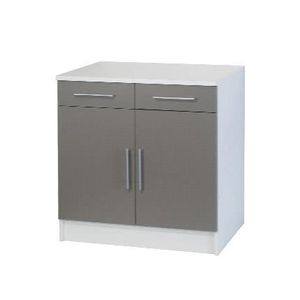 PETIT MEUBLE RANGEMENT TRENDY 4 Meuble bas 2 portes 2 tiroirs L80cm Taupe PETIT MEUBLE RANGEMENT TRENDY 4 Meuble bas 2 portes 2 tiroirs L80cm Taupe