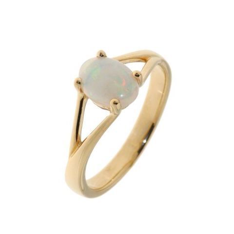 bague anneau Bague Opale Ovale 8x6mm Or  Femme Adulte Blanc Opale