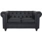 CANAPE - SOFA - BANQUETTE Canapé Chesterfield 2places Croute de Cuir Noir
